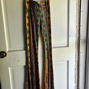 Novella Royale Yellow and Blue Wide Leg Jumpsuit